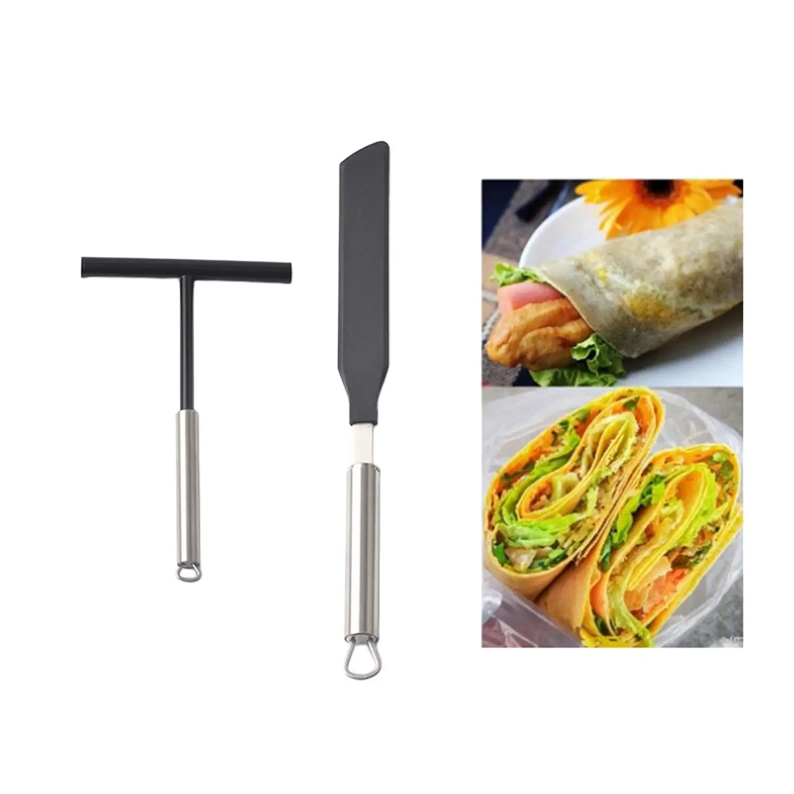 2Pcs Crepe Spreader and Spatula Set Kitchen Gadgets Pancake Cooking Tools T Shaped Pastry Tool for Restaurant Dining Room