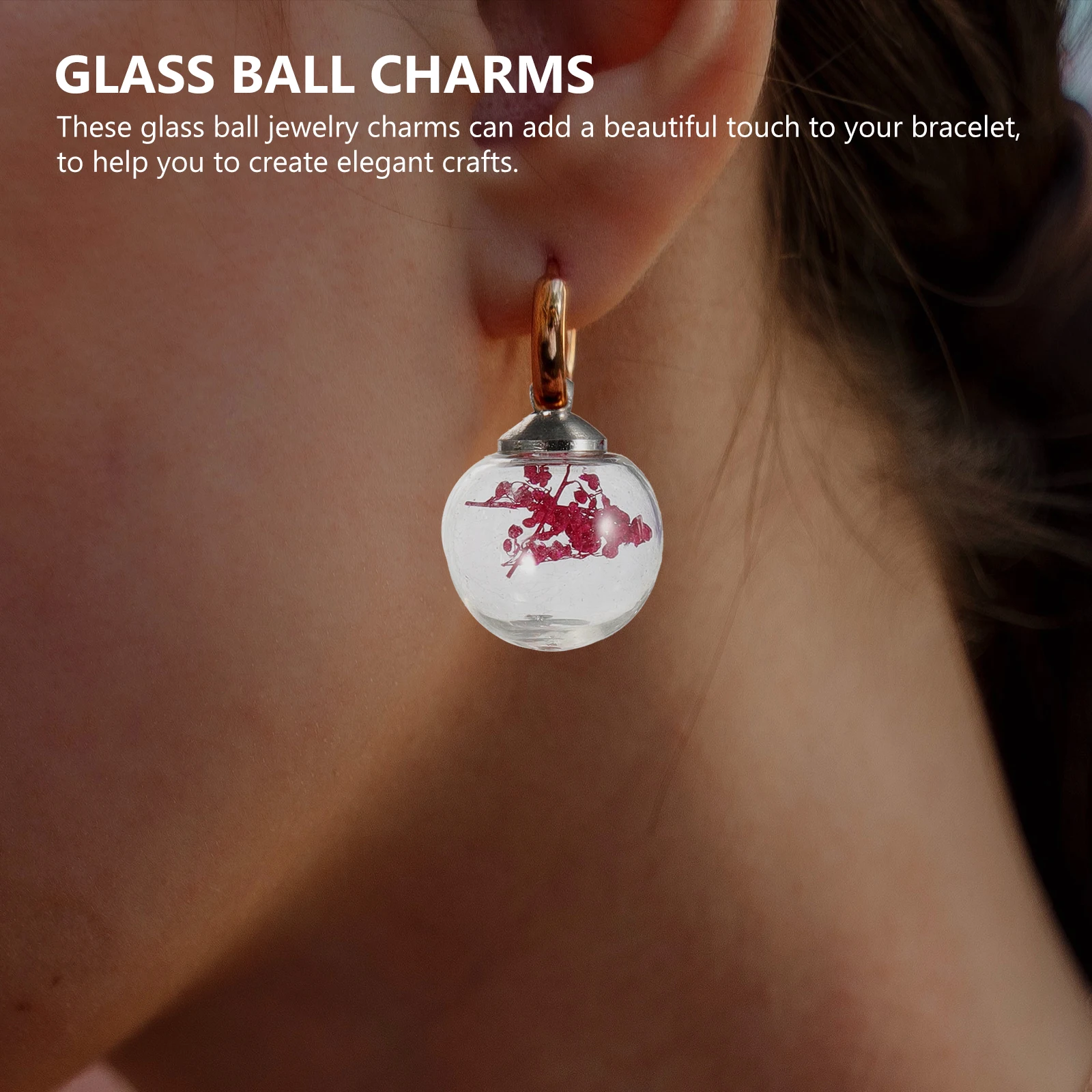 

20 Pcs Decorative Dried Flowers Pendants for Jewelry Making Multifunction Ball Charms Glass