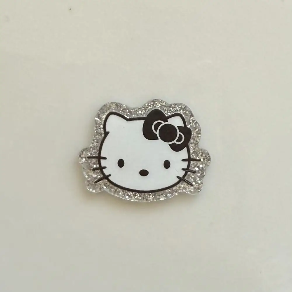 New Sanrio Hello Kitty Acrylic Parts Black Silver Kitty Cat Bowknot DIY Phone Shell Accessories Headdress Shoe Decoration