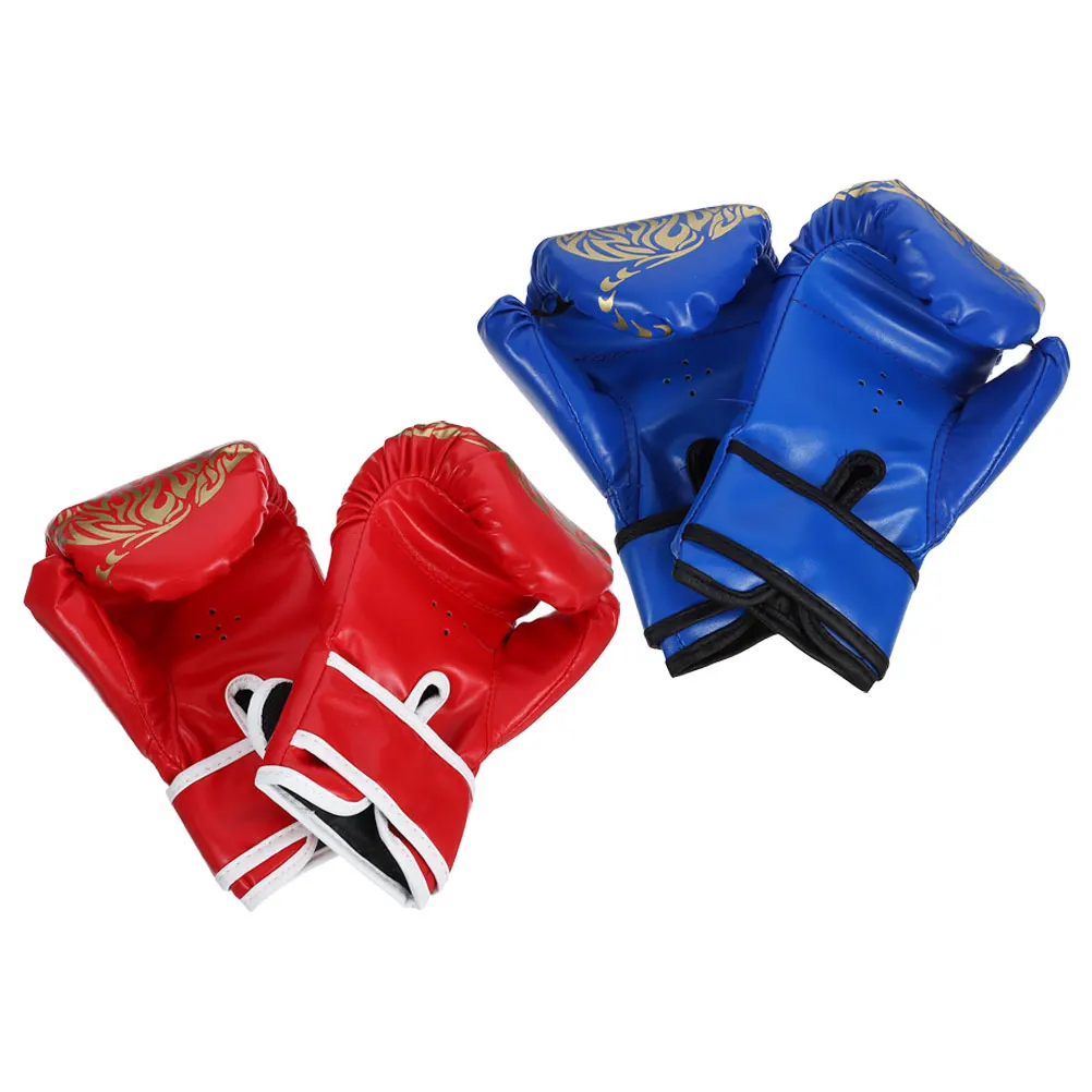 

2 Pairs Kids Boxing Gloves Children Cartoon PU Training Blue Red Toddler Kickboxing Sparring Portable Practice Accessories