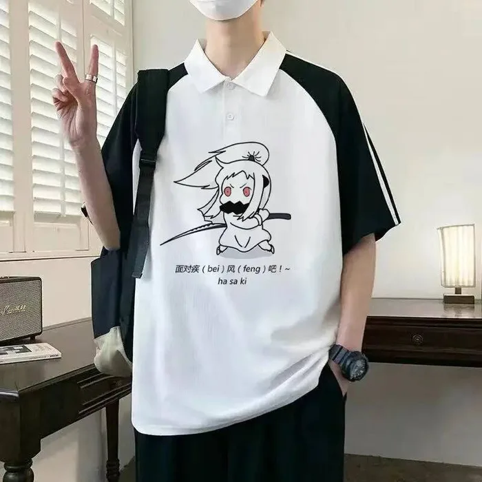 الشمالية Qiji أنيمي البضائع الملابس جمع صلصة الأسطول ثنائي الأبعاد الرموز التعبيرية حزمة الرجال والنساء قميص بولو أنيمي Ga #1