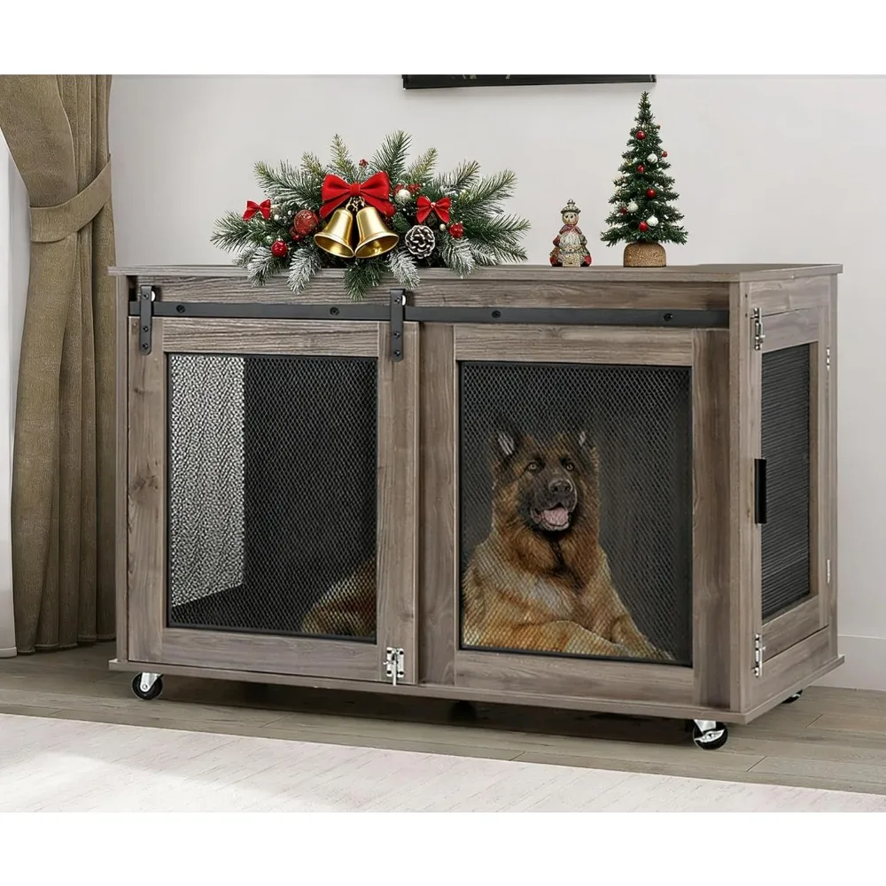 

47 Inch XL Dog Crate Furniture, Wooden Heavy Duty Dog Kennel Indoor, Decorative Dog Cage Table for Extra Large Dogs,