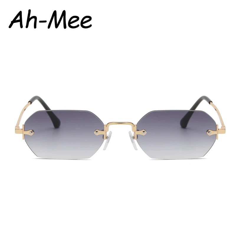 Schutzbrille Kleine Quadratische Randlose Sonnenbrille Frauen Polygon Grau Gradienten Sonnenbrille Sommer Stil Weibliche Brillen UV400