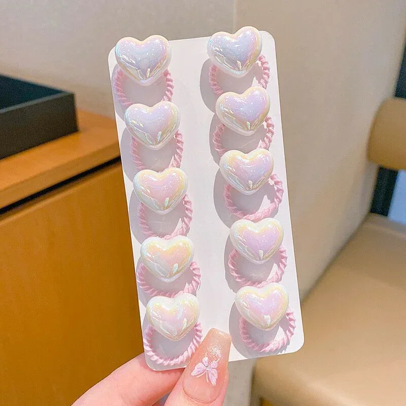 Cartoon Love Heart Star Elastici per capelli Elastico per bambini Corde per capelli per bambini Accessori 10 pezzi Fasce per capelli per bambina carina