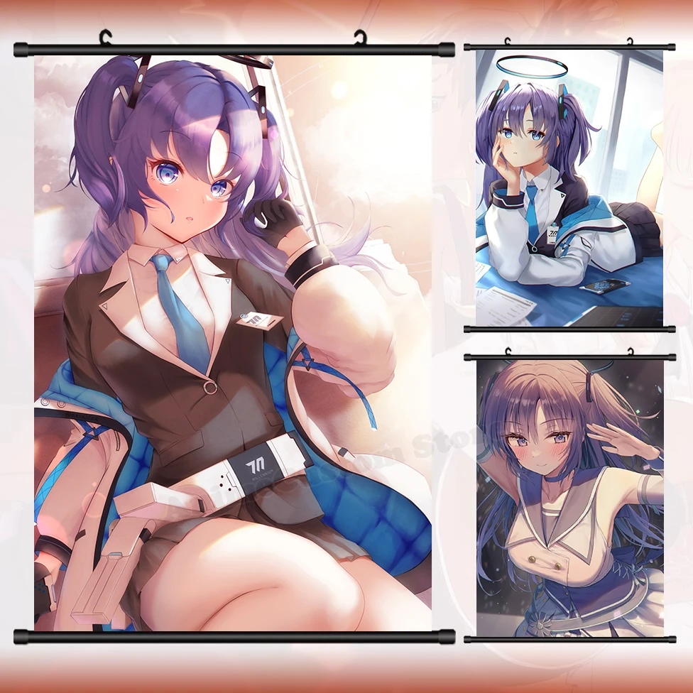 Anime Blue Archive Hayase Yuuka HD Wall Scroll Roll Painting Poster Hanging Picture Poster Home Decor Cosplay Xmas  Gift