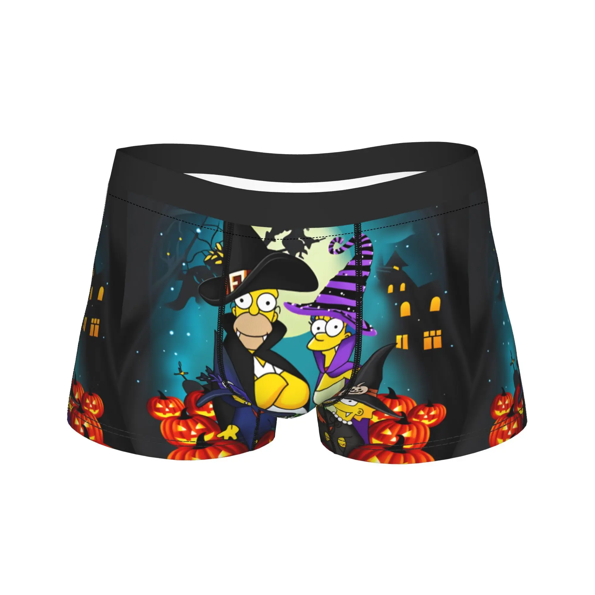 S-Simpsons Witch Pumpkin Halloween Family Boxer Brief Underwear Quality Males Comfortable Boxer Shorts Print Large Size Panties