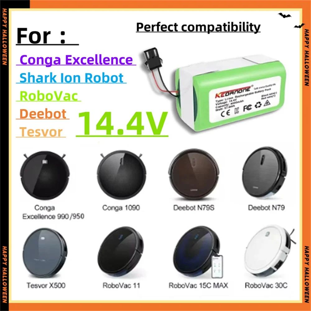 

14.4V High capacity Vacuum Cleaning Robot Battery for Conga Excellence 3500 950 990 1090 1790 Deebot N79S N79 DN622 Eufy Robovac