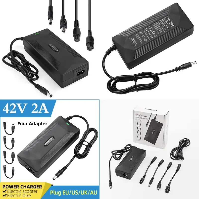New Design Certificated Electric Scooters Charger 42V 2A for Scooter Motorcycle E-bike Parts Accessories Lithium Battery