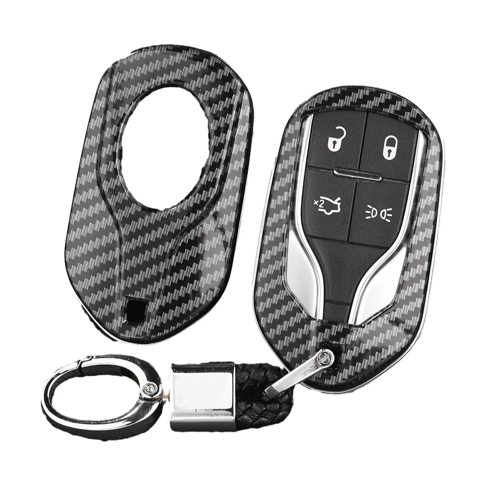 Carbon Fiber Key Cover for Maserati Models For Ghibli & Levante Compatible with Key Chain Effective Dust Shield