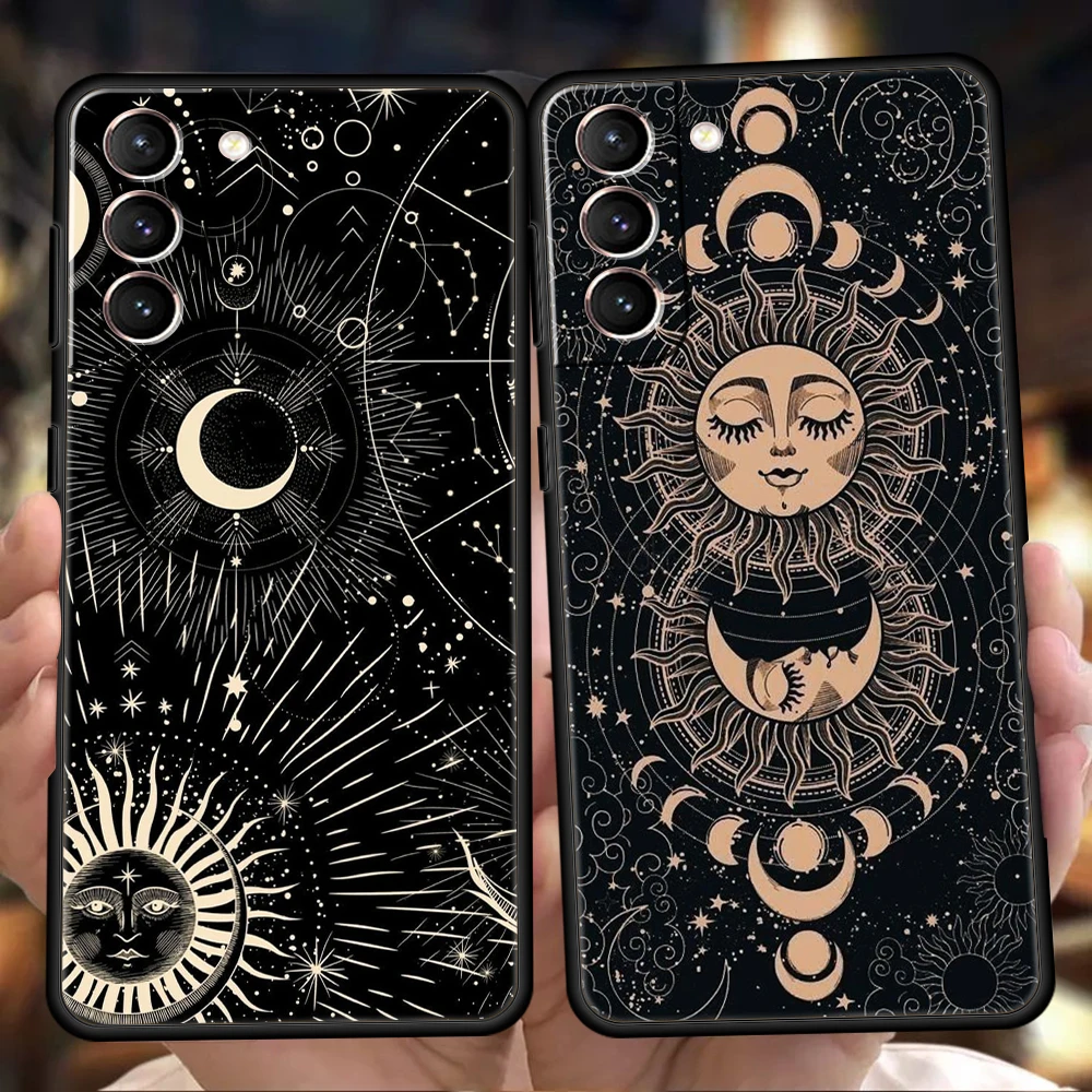 

Funny Sun Moon Face Case for Samsung Galaxy S24 S23 S22 S20 S21 FE Ultra S10 S10E S9 S8 Plus 5G Silicone Phone Cover Capas Bags