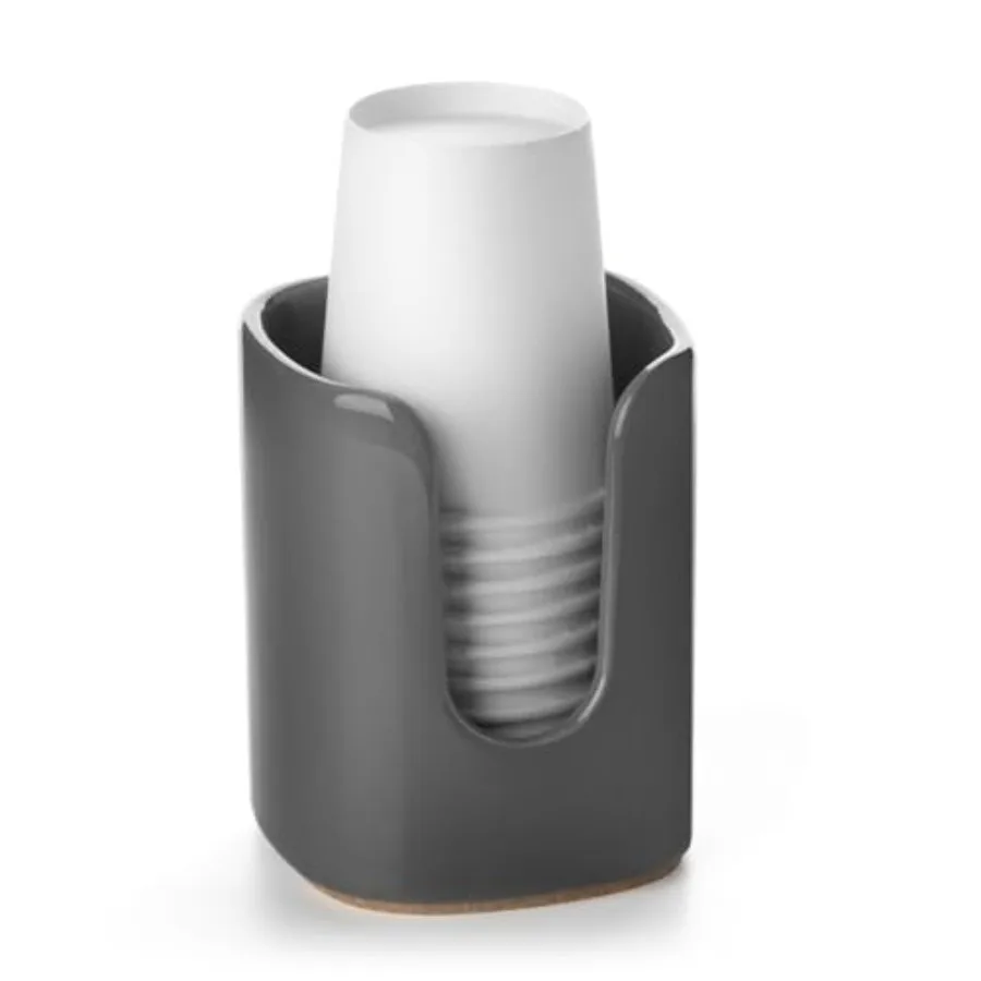 

5 oz Square Ceramic Bathroom Cup Dispenser for and Pregnancy - Disposable Paper Cup Holder for Mouthwash Cups on Bathroom Vanit