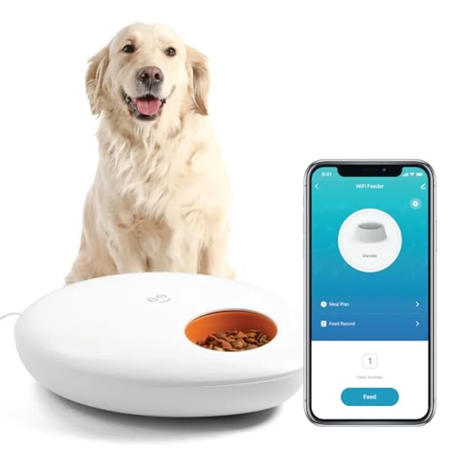 

Smart Pet Feeder Programmable Dispenser for Wet/Dry Food App Control Alexa/Google Compatible Large Capacity Battery Powered