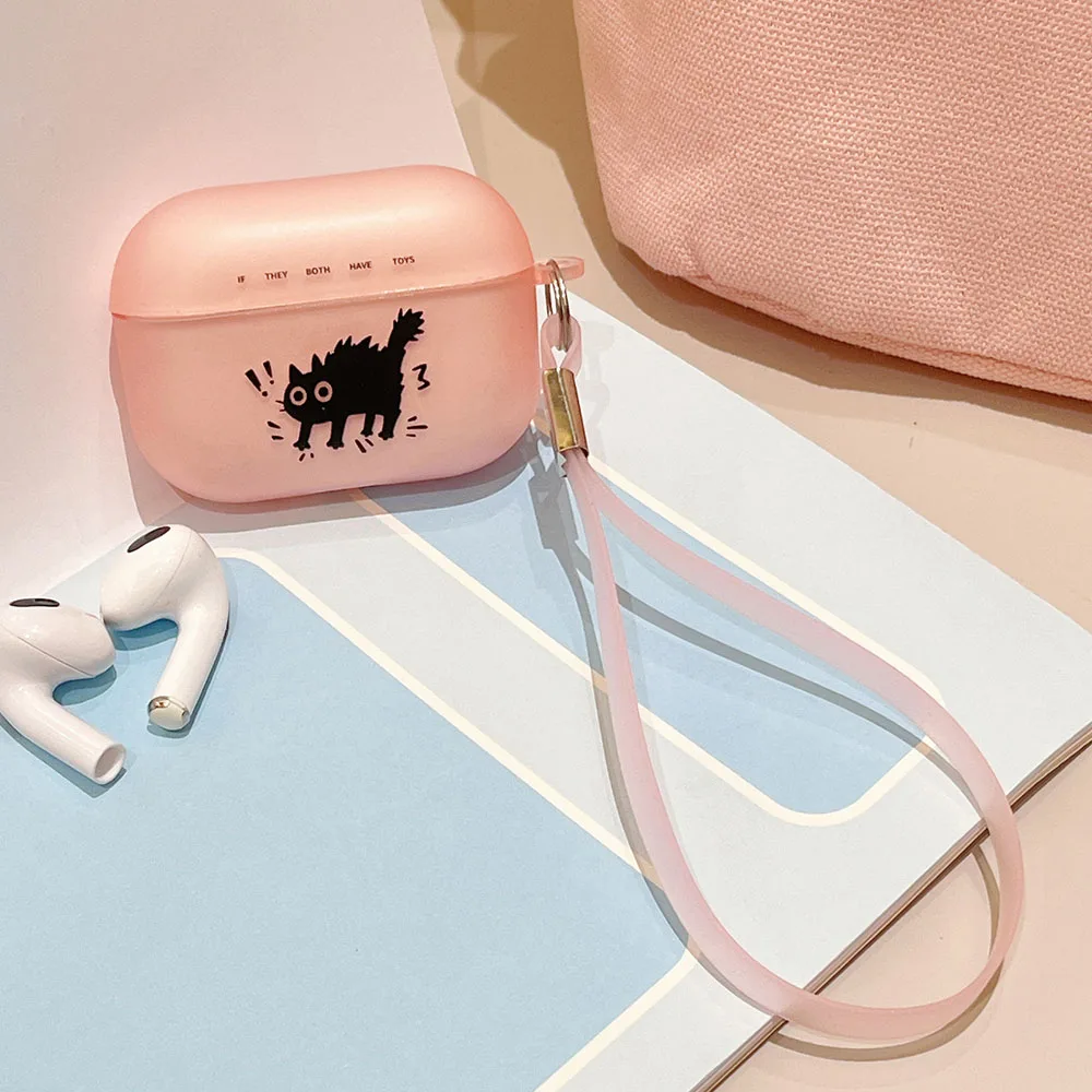 سماعة لاسلكية تعمل بالبلوتوث صندوق شحن مخيف الخوف القط الوردي ماتي لينة سيليكون حقيبة سماعة الاذن ل أبل Airpods 3 برو 2 2nd 1 غطاء