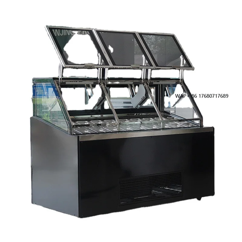 Prosky Fresh Refrigerated Pizza Making Table with Multiple Storage Compartment Salad Pizza Workbench Display