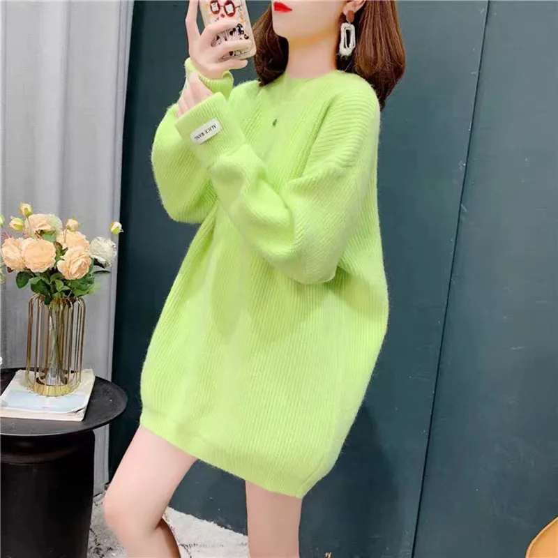 

Fashion O-Neck Sweater Women's Loose Pullover Sweater Long Sleeve Base Top Female New Long Warm Sweater for Autumn Winter 2023