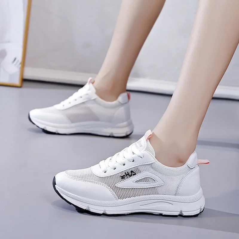 White Women Sneakers Casual Shoes Women\'s Sports Shoes Breathable Mesh Flats Woman Outdoor Jogging Shoes Lady Sneaker