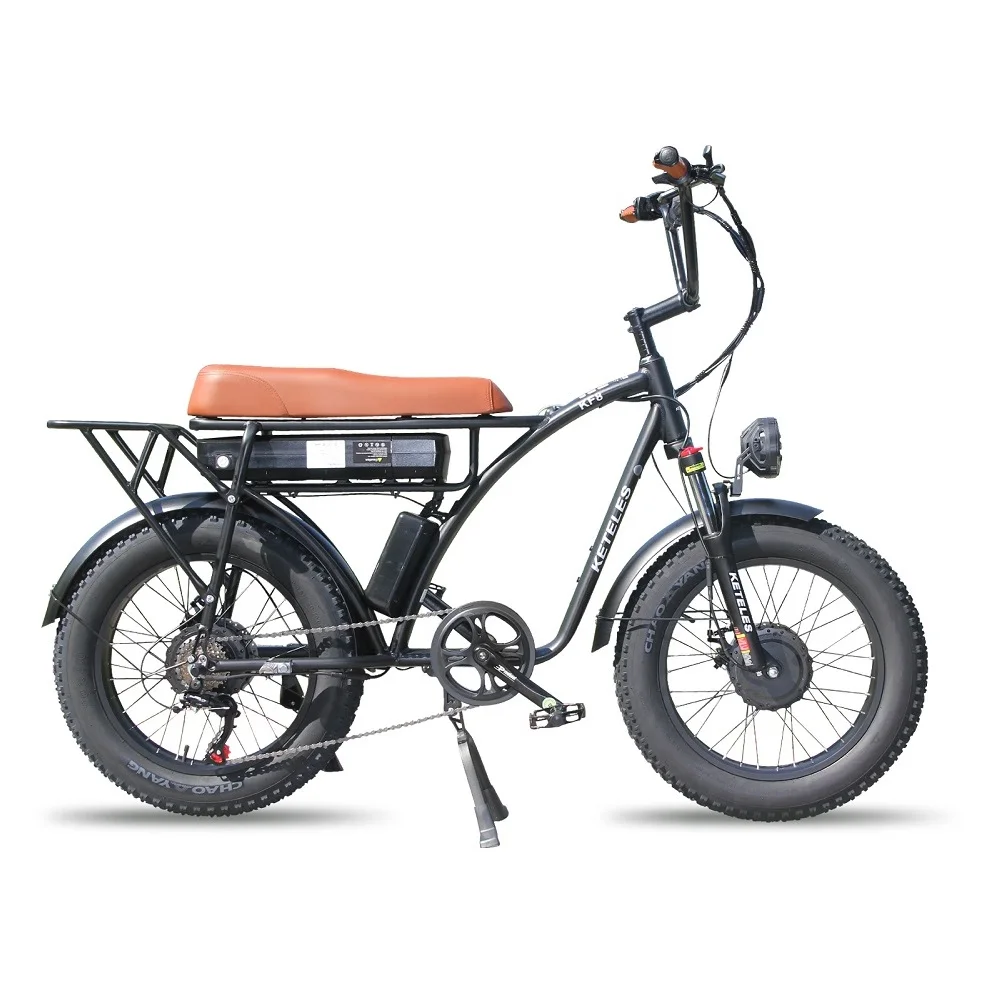 

Retro Fast Delivery Free Shipping Fat Tire Electric Bike Long Seat 1000W / 2000W Motor 23AH Lithium Battery 20inch Ebike