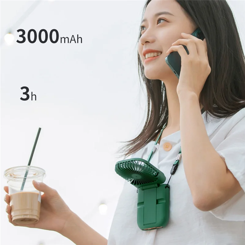 Ventilador dobrável ao ar livre mini ventilador de pescoço portátil carregando tesouro dois-em-um portátil pequeno ventilador elétrico presente