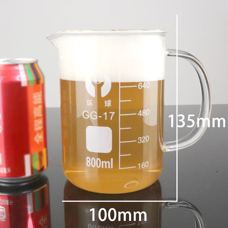 Laboratory Glass Beaker with Handle Tropical Resistant Graduated Thickened Glass Measuring Cup50ml-1000ml