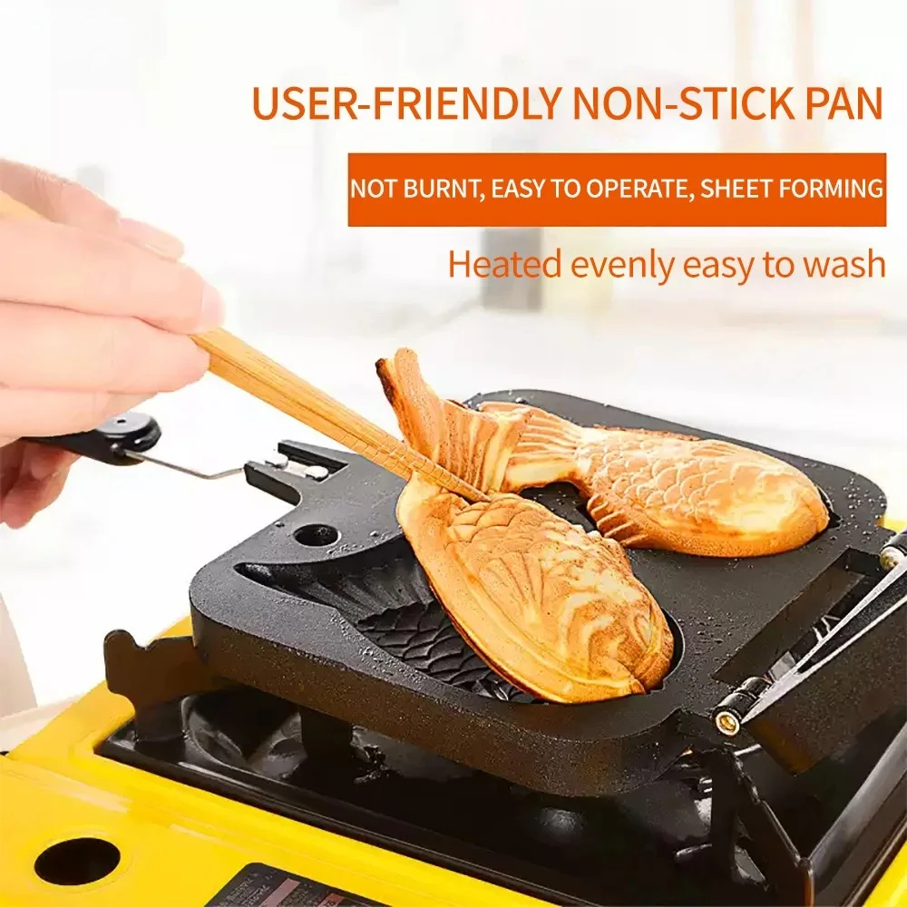 Handheld Taiyaki Waffle Baking Pan XEOLEO Double Fish Shape Non-stick Maker