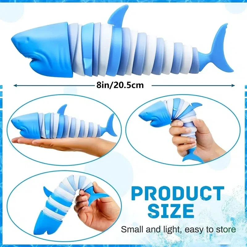 Articulated Shark Stress Reliever Hand Toy,Sensory Fidget Toy For Adults And Kids,Pressure Relief And Anti-Anxiety Desk Toy