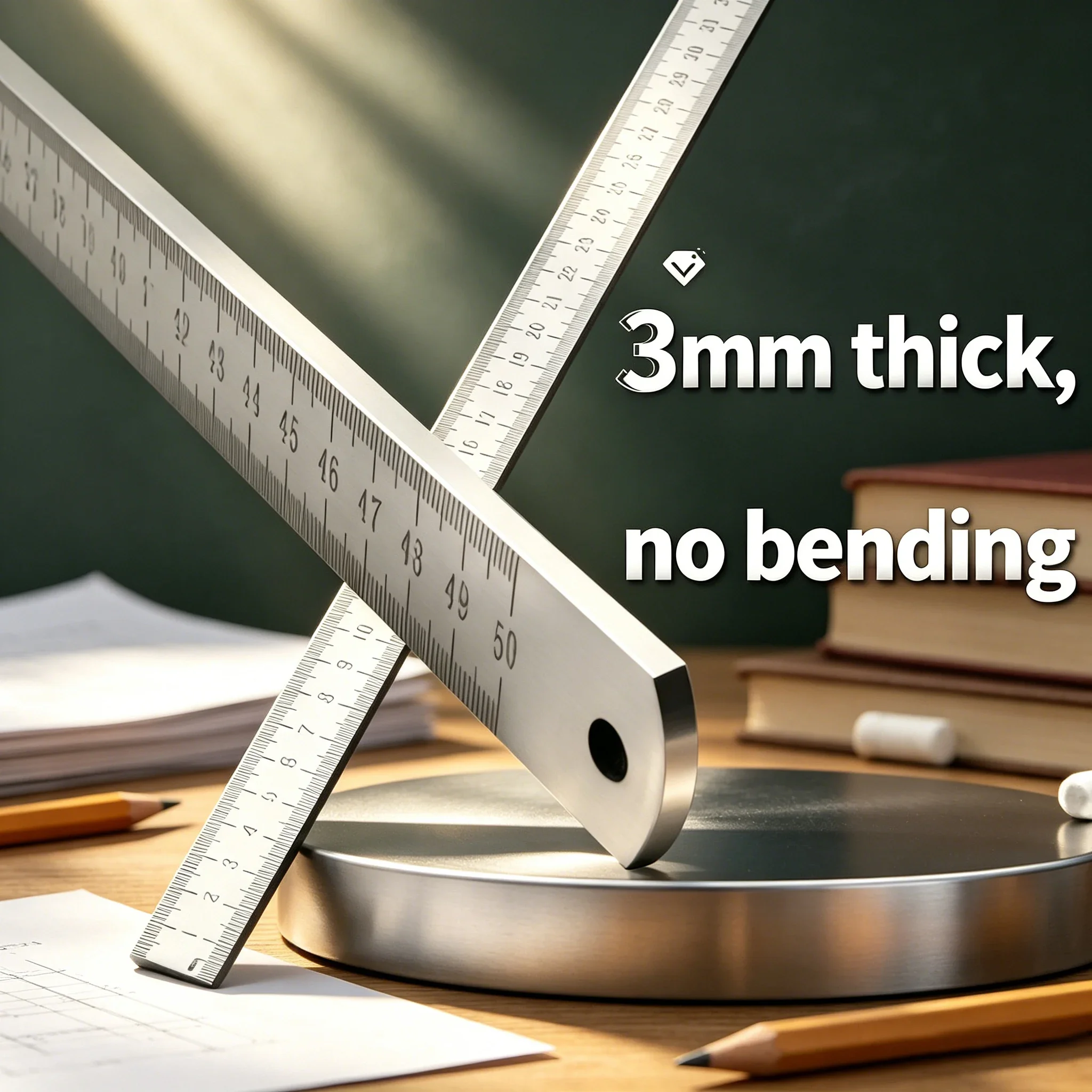 3mm Thickened Stainless Steel High-Precision Multi-Purpose Ruler - Teacher's Ruler, Tailoring Scale, Car Tool & Drawing Gauge