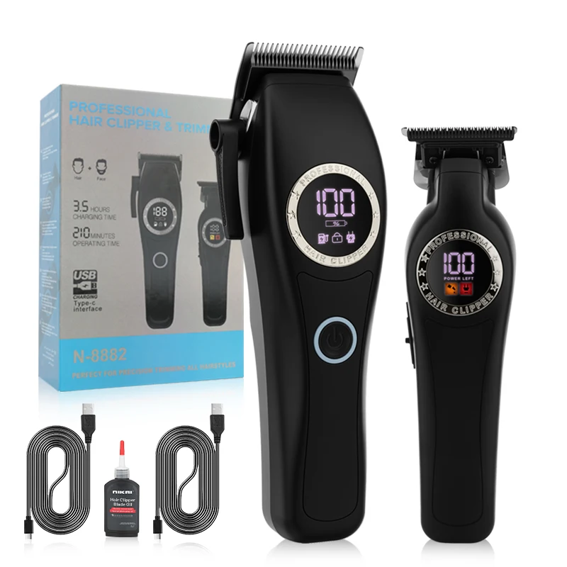 Resuxi N-8882 مجموعة ماكينة قص الشعر الاحترافية بالجملة لقص الشعر 2600 مللي أمبير في الساعة 210 دقيقة مجموعة ماكينة قص الشعر بأربعة سرعات