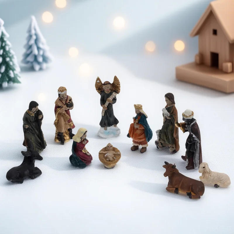 

1Set Resin Christian Adornment Set Jesus Birth Scene Decoration for Home Church Office Study Room Religious Gift