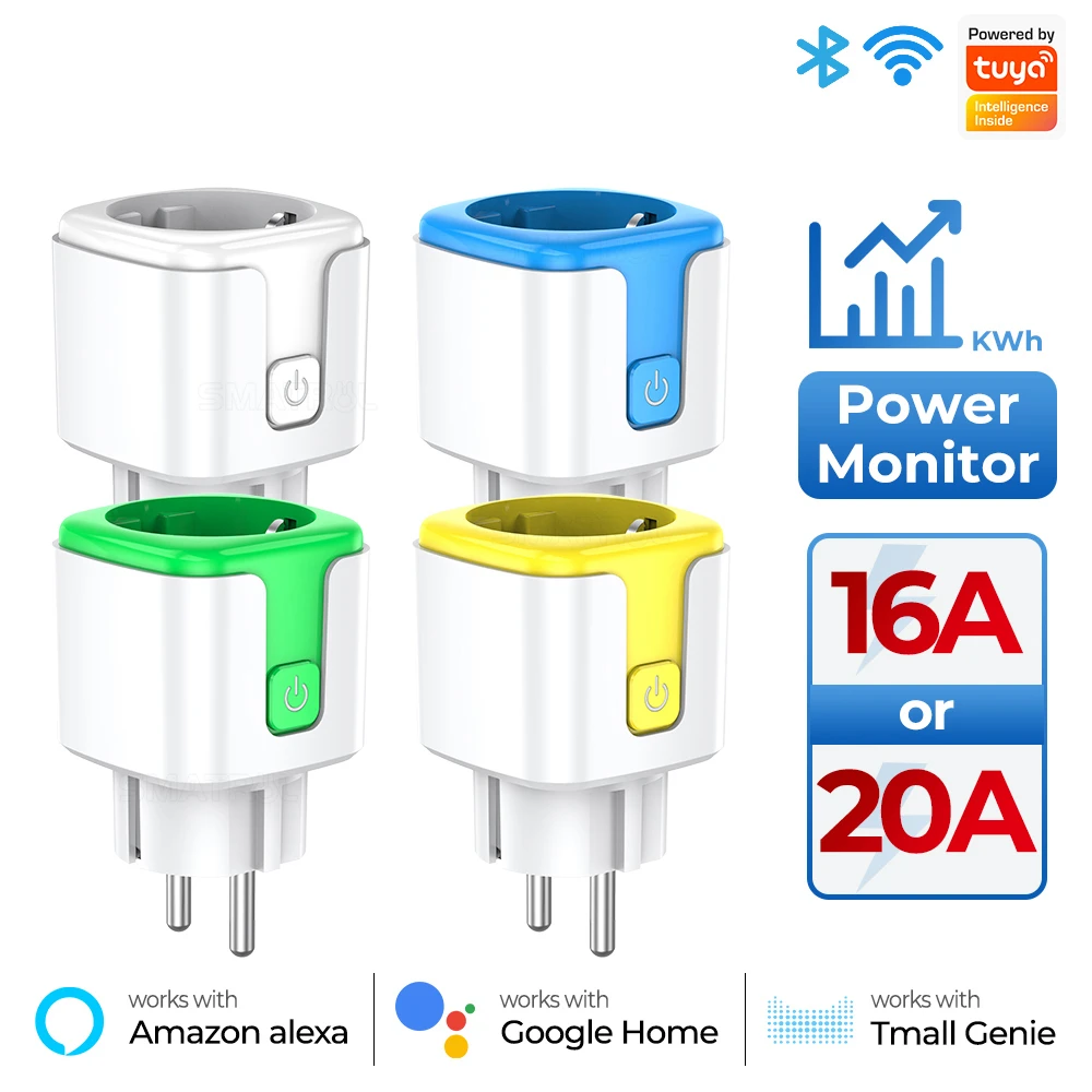 Tuya Smart Plug 16A/20A EU FR WiFi Smart Socket With Power Monitor Timing Voice Control Works Whit Alexa Google Home