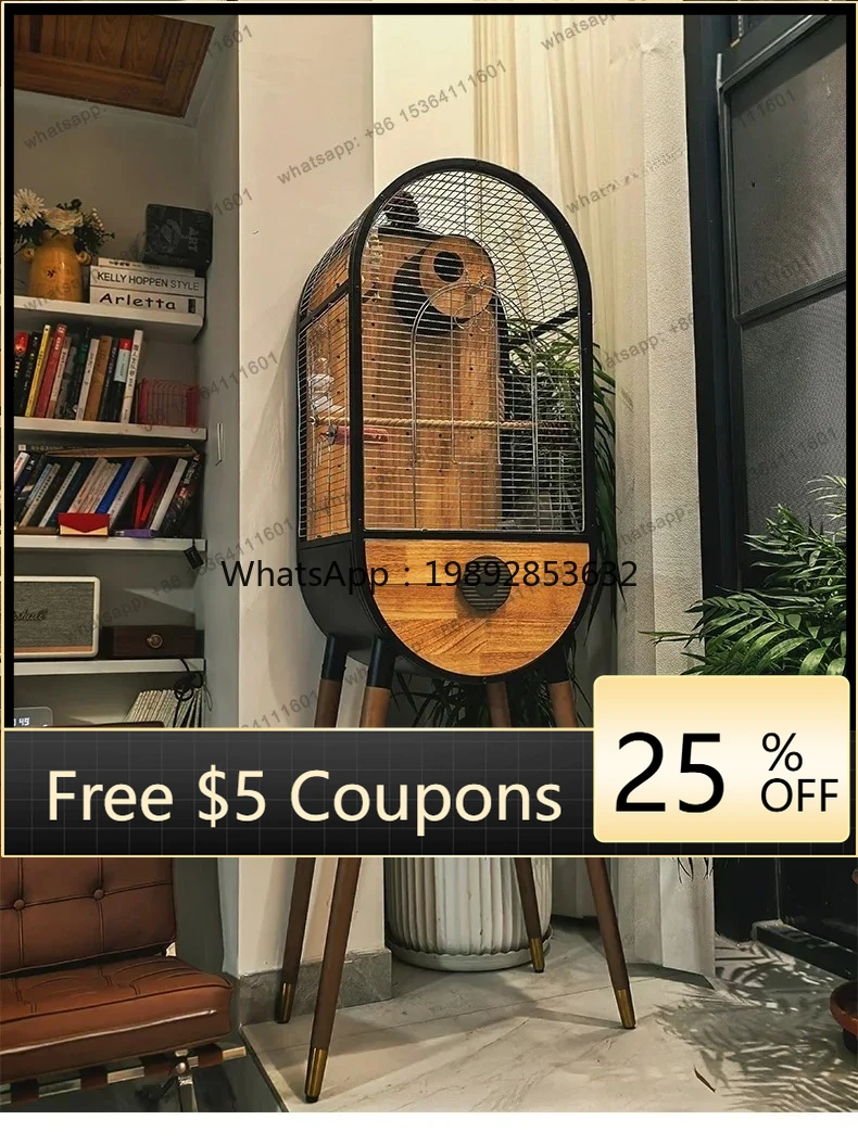 

W2 Light luxury high-end bird cage villa stainless steel metal solid wood high-end fashion designer new model