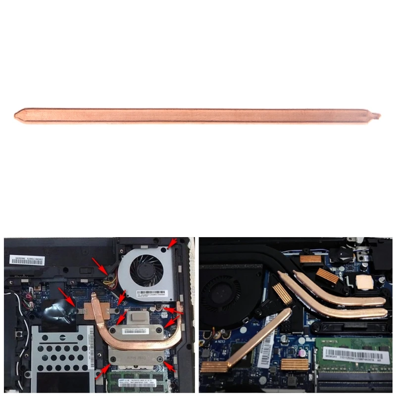 8x3x170mm DIY Notebook Computer Thermal Conductive Copper Tube CPU Flat Heat Pipe, Portable CPU Heat Sink Tube Computer
