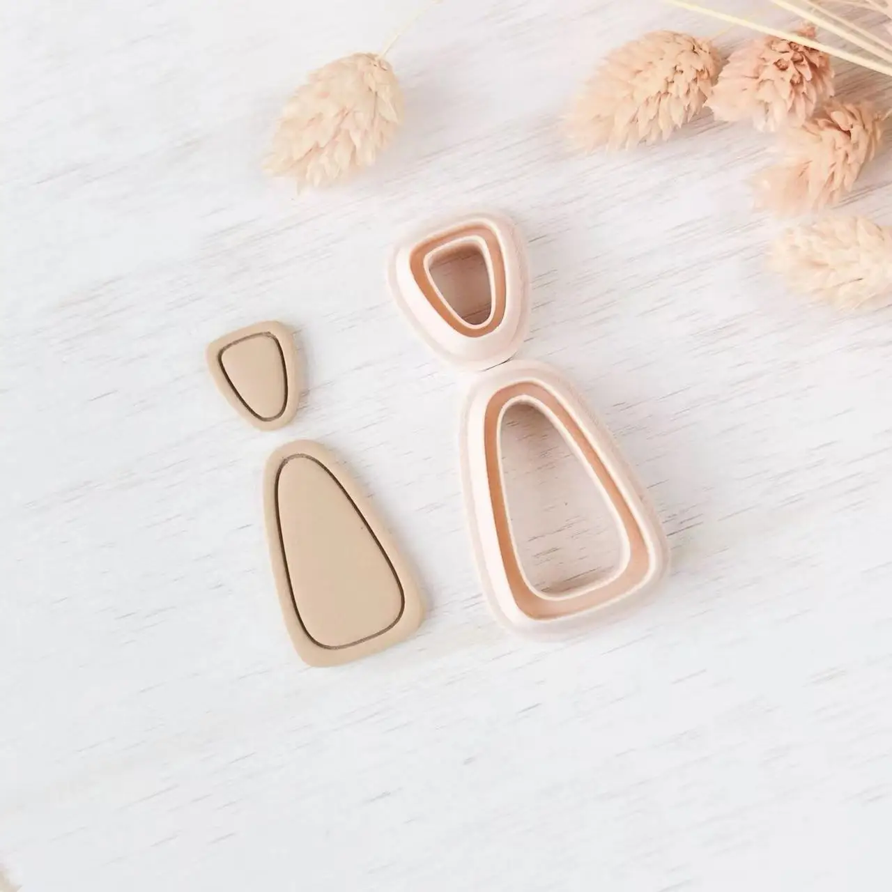 Polymer clay shape cutter mirrored set , abstract modern earring moulds, sharp 3D printed mould | clay jewellery supplies