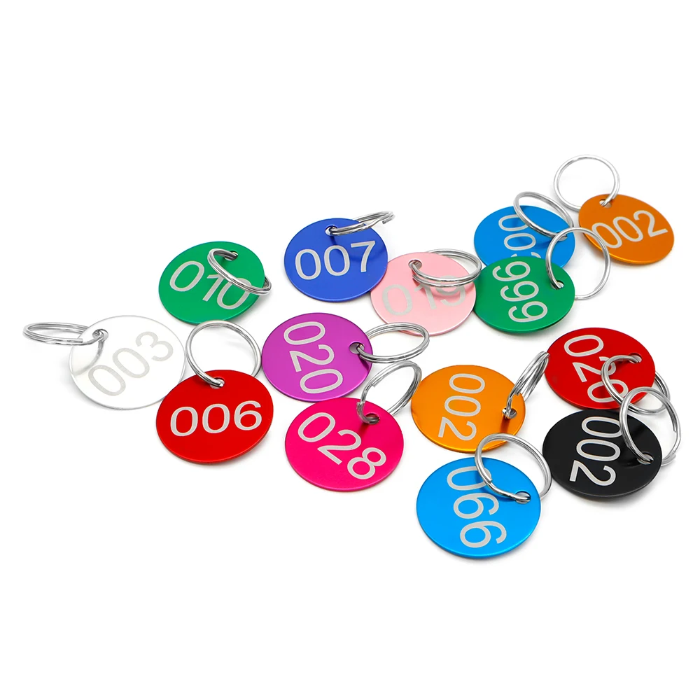 Number 001-200 Round Tags Aluminum Plates With KeyRing Sign For Key Item Mark Tags Club ID Card Series Tags KeyChain