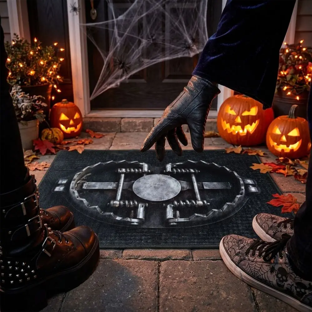 Novelty Halloween Trap Illusion Doormat Quirky Non-Slip Spooky Trap Print Rug Fake Trap Gothic Prank Hallway Welcome Mat