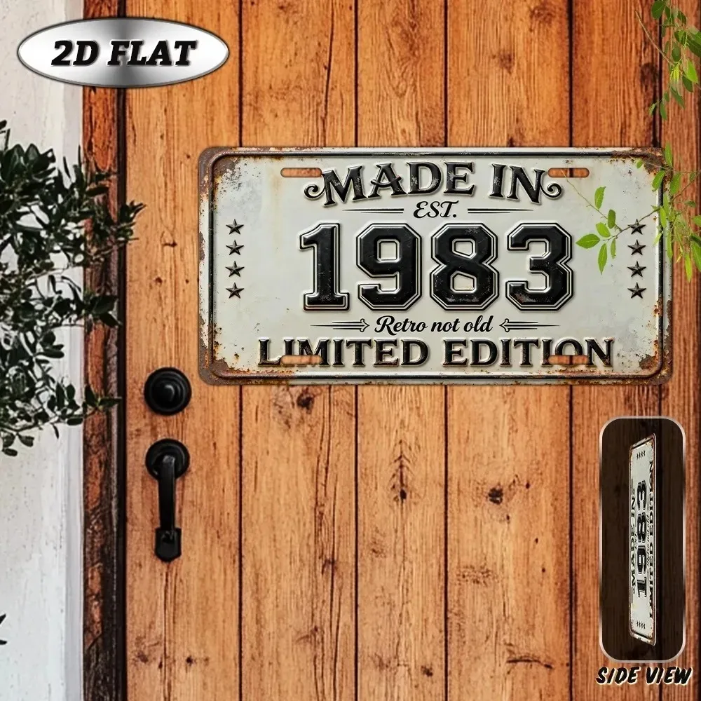 CIFbuy 2D Flat 1983 Vintage Metal Plaque,12×6Inch Outdoor Home Bedroom Office Decor‑Only Wall Ornament