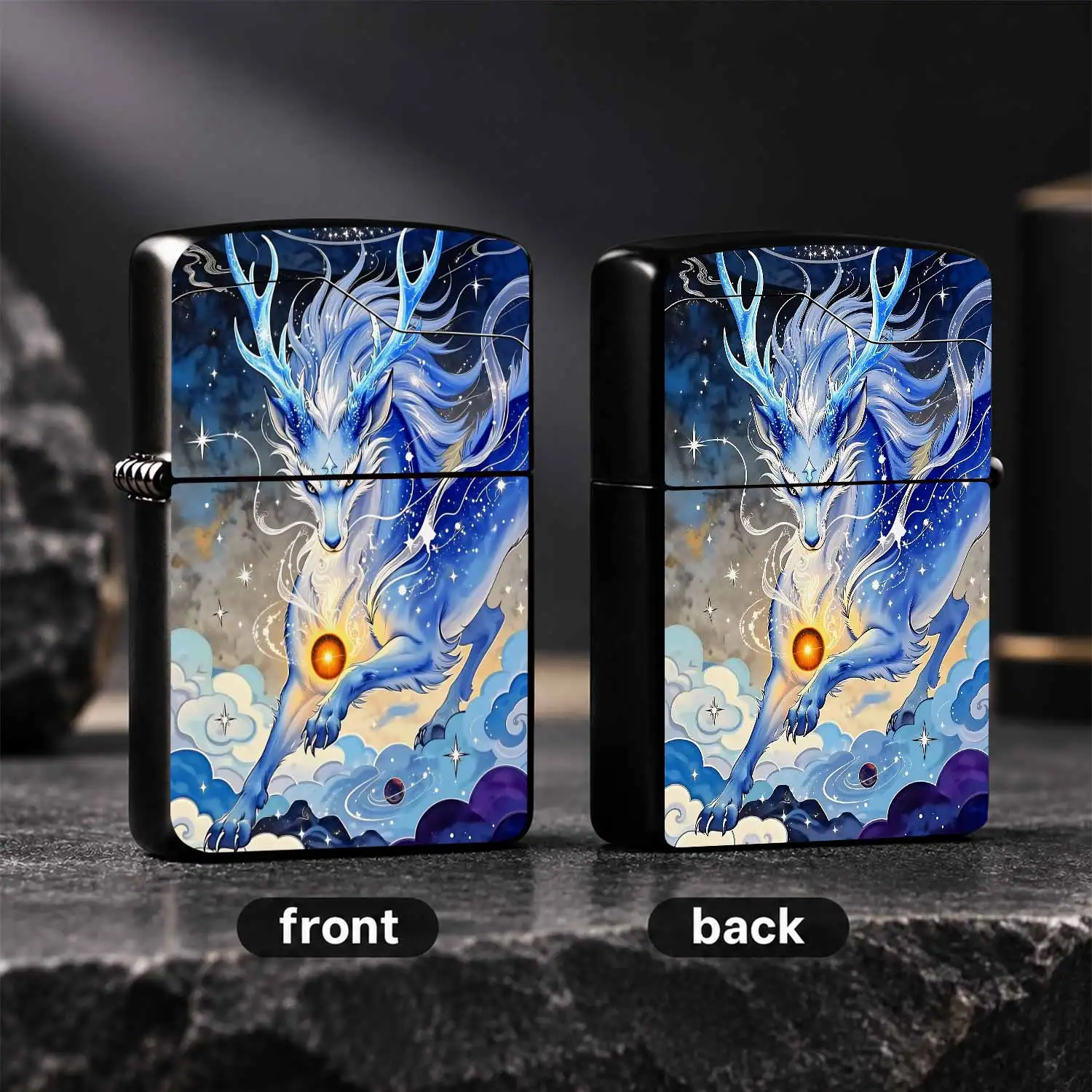 Mythical White ZeLighter,Auspicious Kirin Style Starry Cloud Pattern Decor, Fantasy Glowing Celestial Themed Portable Igniter, Unique Artistic Ornament For All Daily Scenarios, Exotic Creative Gift For Friends And Family A Humorous And Inte