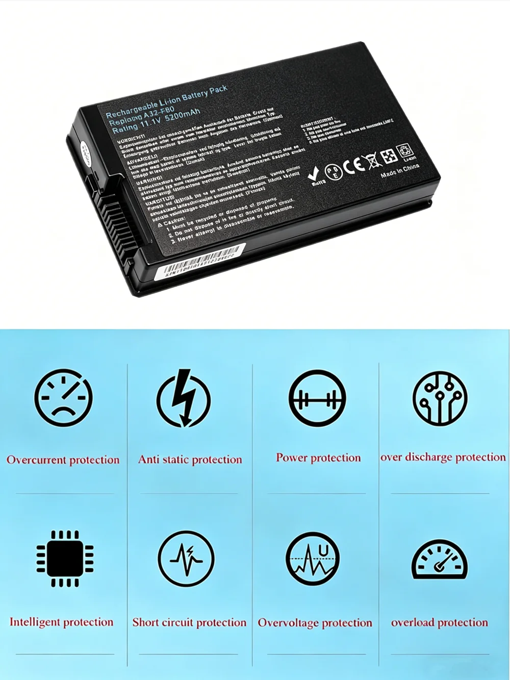 Laptop Battery For ASUS F80 N60 X82 N60D X82C F80s N60Dp X82CR F81 N60W X82L F81E N60WT