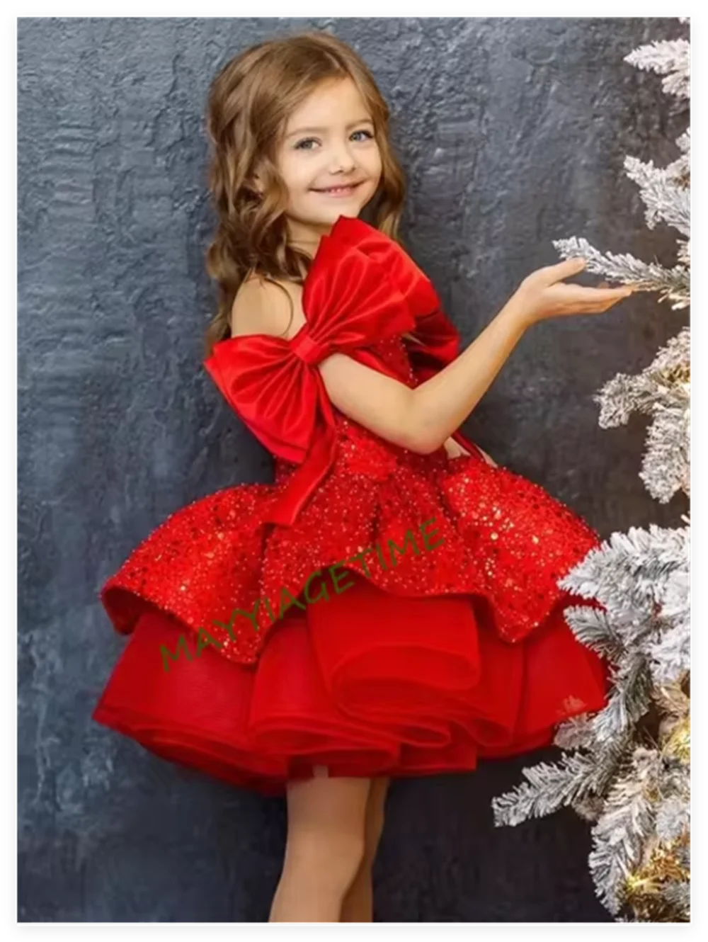 

White Dubai Girl Dress Beaded Pearls Satin Arabic Princess Kids Wedding Birthday Party Long Ball Gown