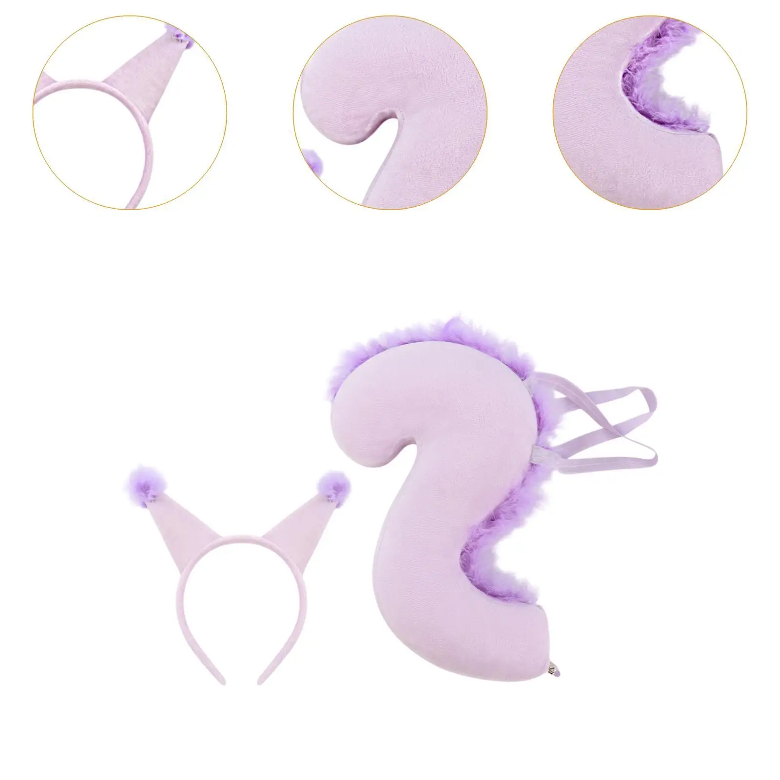 Girls Halloween Squirrel Tail and Ears Set Fun Cosplay Costume Polyester Headband for Kids Carnival Events