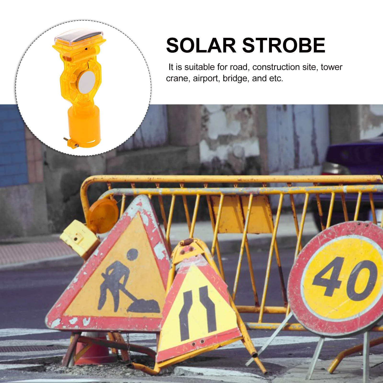 Solar Emergency Strobe Light Warning Traffic Beacon Lights Road Flashing Beacons