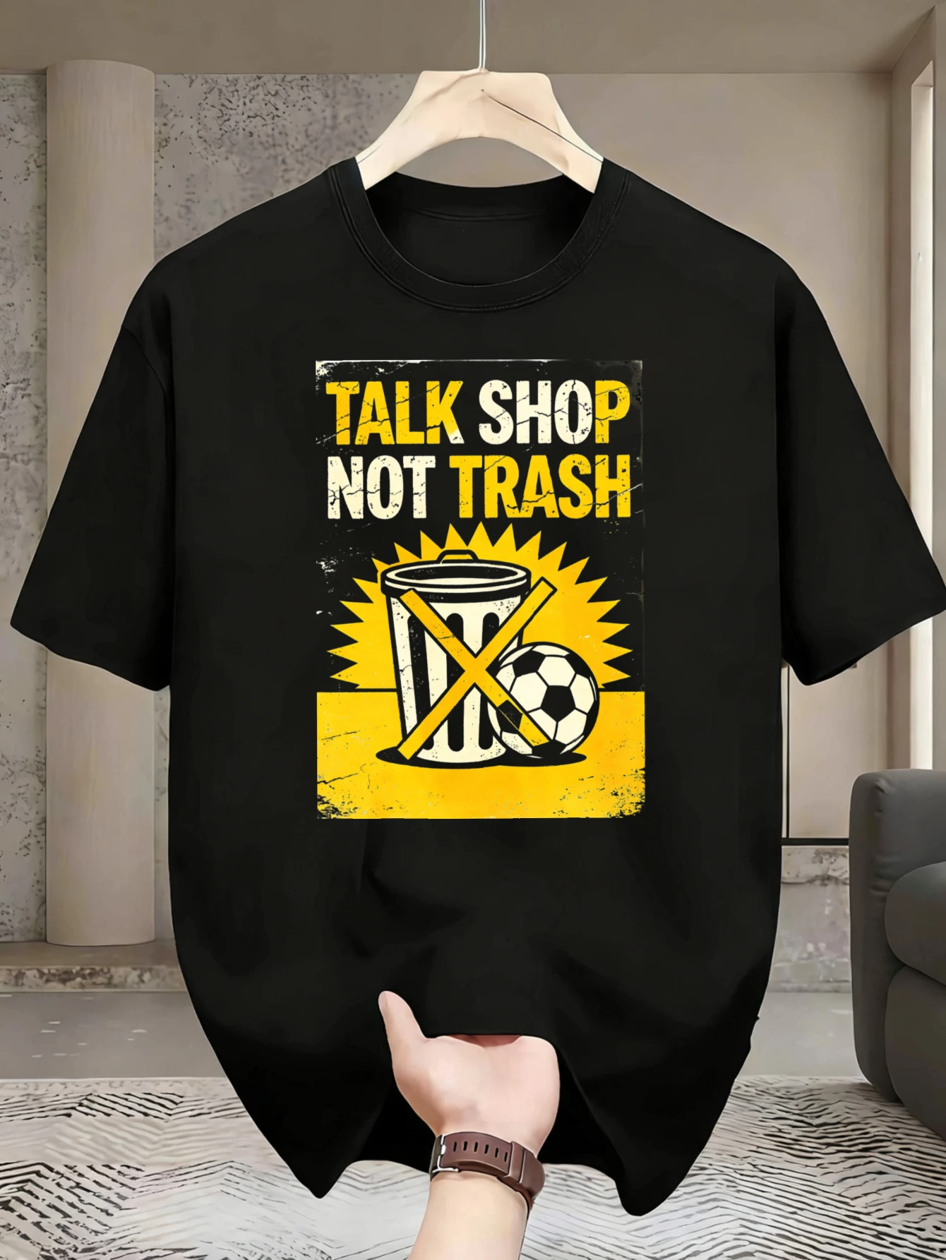 1 Piece of Men's T-Shirt Talk Shop Not Trash, Comfortable and Versatile Outdoor Casual Short-Sleeve Shirt