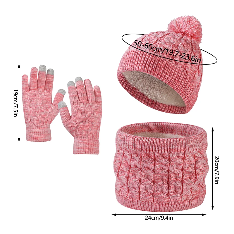 Winter Outdoor Hat Winter Outdoor Cycling Dome Neck Warp Set With Touch Screen Gloves Thick Knitted Warm Cap Scarf For Men