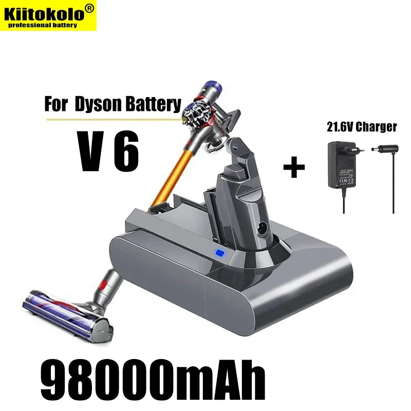 

Аккумулятор для Dyson V6, литий-ионный аккумулятор 38000 мАч, 21,6 в для пылесосов Dyson DC58, DC59, DC61, DC62, DC74, SV07, SV03, SV09