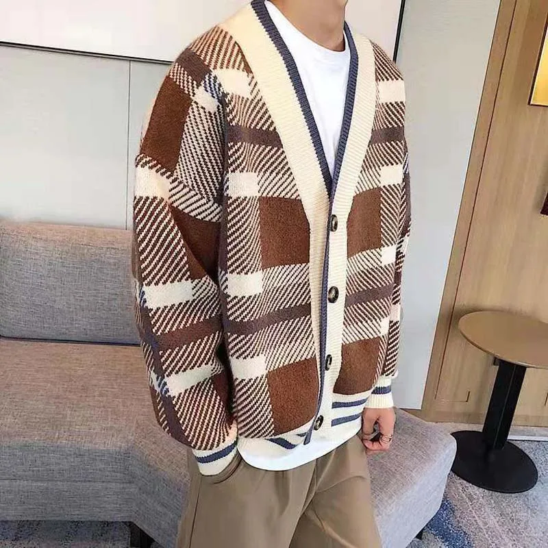 New Men\'s Casual Cardigan Korean Version Of The Laziness Sweater Male Wild Coat Loose Thick Wool Outer Needle Sweater