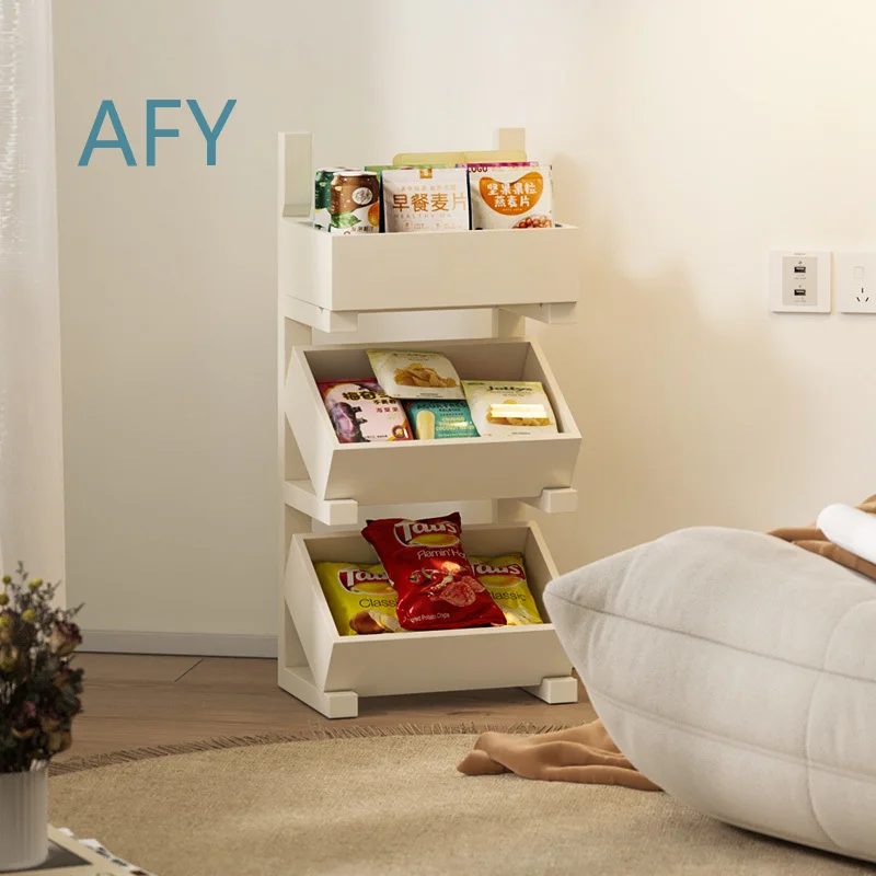 All Solid Wood Multi-Layer Bookshelf for Home Office Living Room Bedroom Storage Rack for Snacks Fruits Sundries Basket Shelf