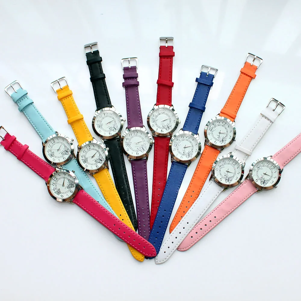10Pcs Women's Butterfly Design Quartz Dress Watch - Fashionable Kids Timepiece Montre Femme Relogio Feminino
