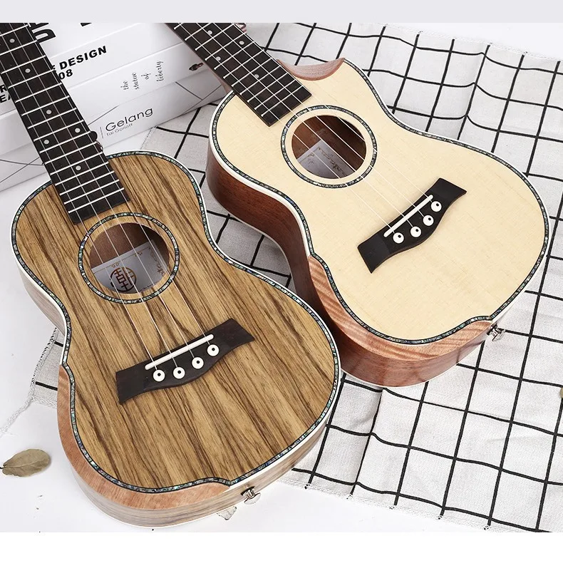 23/26 Inch Single Board Ukulele Children's Small Guitar with Maple Back/Side and Ebony Fingerboard Musical Instrument