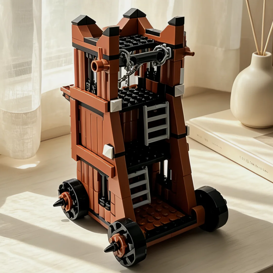 Medieval Siege Tower Building Block Model, Parent-child DIY small particle toy, Table Ornament, Birthday gifts boys and girls