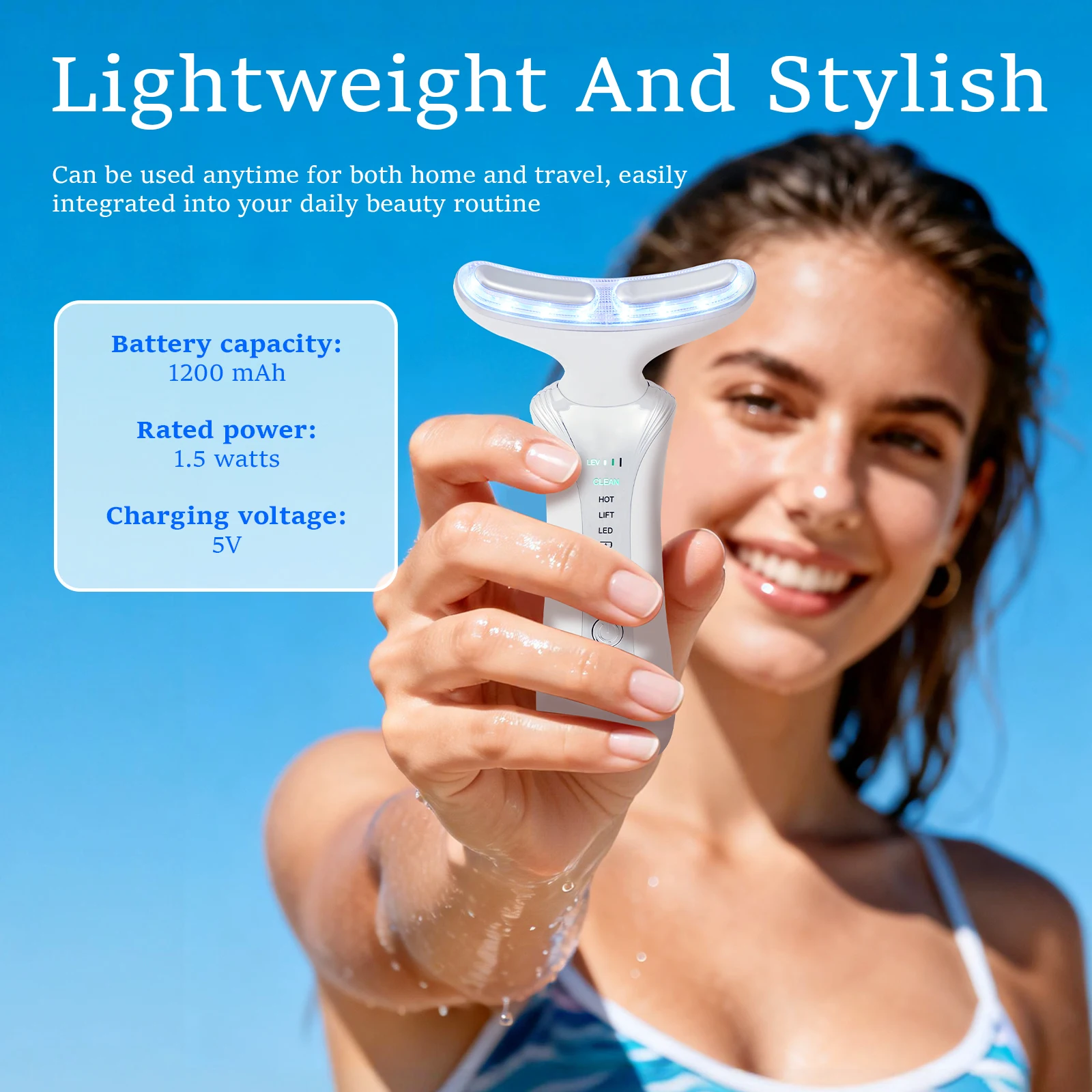 Masażer do twarzy z technologią czerwonego światła, 4 tryby, urządzenie do pielęgnacji szyi, lifting twarzy, ujędrnianie, napinanie skóry.