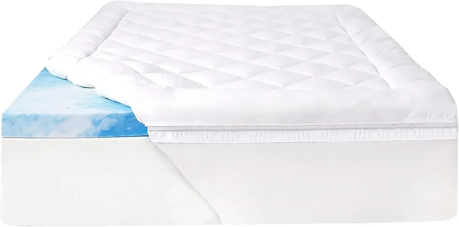 Gel + Comfort Memory Foam Mattress Topper with Pillowtop Washable Allergen Resistant Cover, King (F02-00161-KG0),